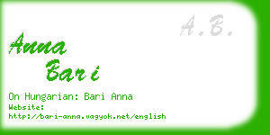 anna bari business card